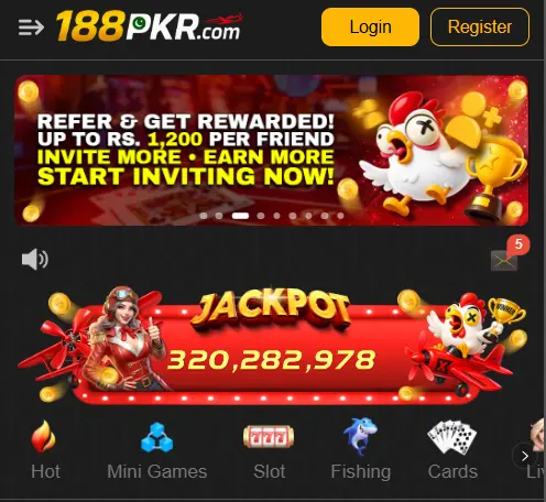 188pkr.com homepage look 